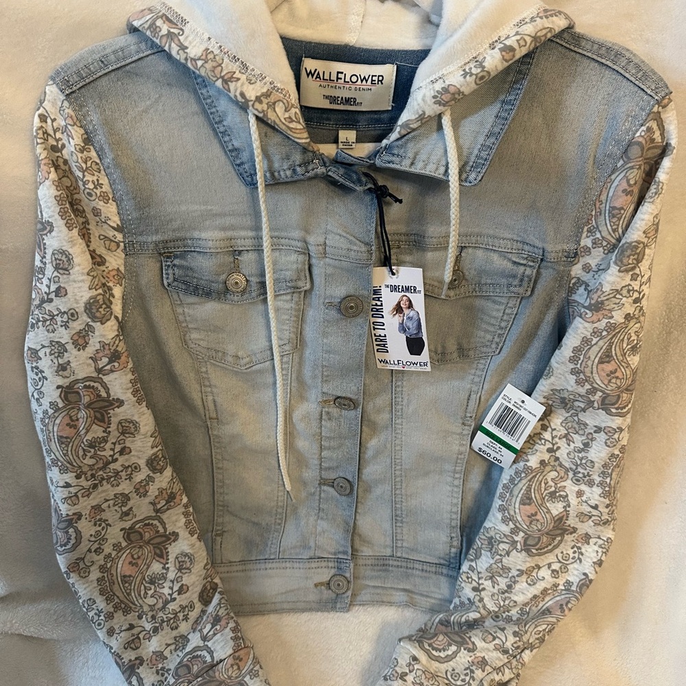 Wallflower Denim Jacket with Paisley Sleeves